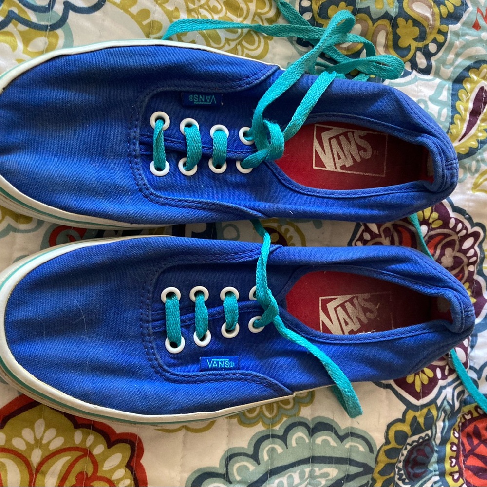 Vans Royal Blue Sneakers with Teal Laces